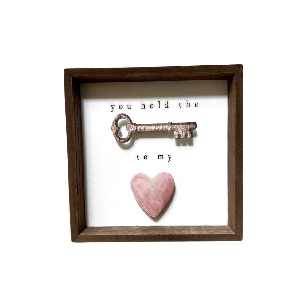 “You Hold The Key To My Heart” Wood Framed Home / Wall Decor NWOT